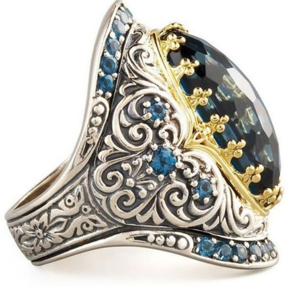 Blue Sapphire Rhinestone Ring - Picture 2 of 2